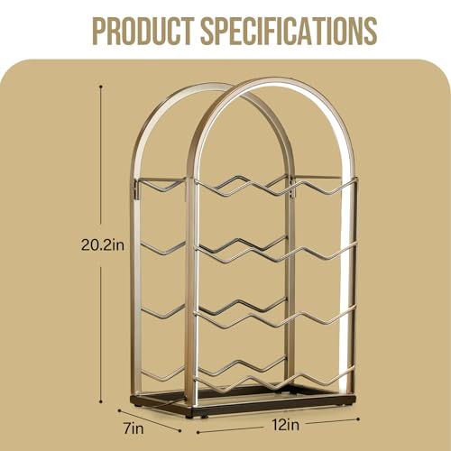 LED Countertop Wine Rack - 12 Bottle Freestanding Modern Metal Wine Rack - Tabletop Wine Holder Stand for Cabinet, Pantry, Wine Bottle Storage