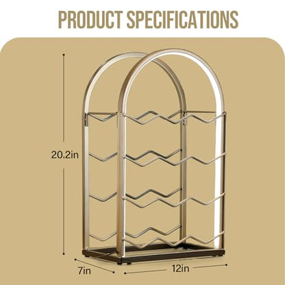 LED Countertop Wine Rack - 12 Bottle Freestanding Modern Metal Wine Rack - Tabletop Wine Holder Stand for Cabinet, Pantry, Wine Bottle Storage