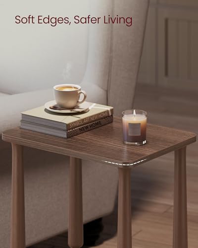 VASAGLE Mariel Collection - Side Table, Accent Nightstand for Small Spaces, Rectangular End Table with Shelf, Solid Wood Legs, Mid-Century Modern, Living Room Bedroom, Chestnut Walnut ULET294KX01S - color: Chestnut Walnut