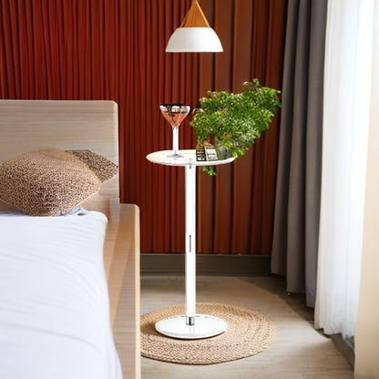 HMYHUM Acrylic Drink Table for Small Spaces, 10" L x 10" W x 21.3" H, Drink Side/End Table for Living Room, Round, Easy Assembly, Clear - size: 10 inch