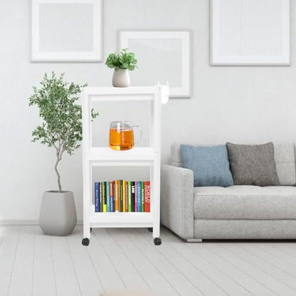 Tissting Bathroom Storage Rack 3-Tier, Plastic Freestanding Shelf | Multifunctional Organizer | Living Room & Bedroom & Kitchen | Space Saver(3 layers (with wheels)) - color: 3 Layers (With Wheels)