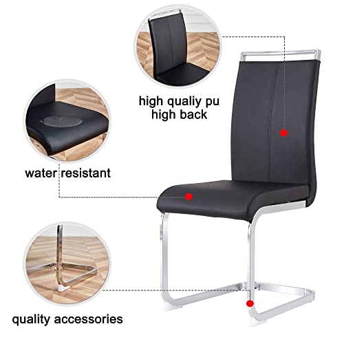 Baysitone Modern Dining Chairs Set of 4, Side & Kitchen Chairs with Faux Leather Padded Seat, High Back, for Dining, Kitchen, Living Room - Black - color: Black, size: Set of 4