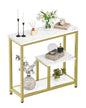 CHOEZON Modern Console Sofa Table 3-Tier Hallway Table Open Storage, Marble Veined Table Top, Metal Frame, for Entryway, Foyer, Marble White and Gold TXG03DJ