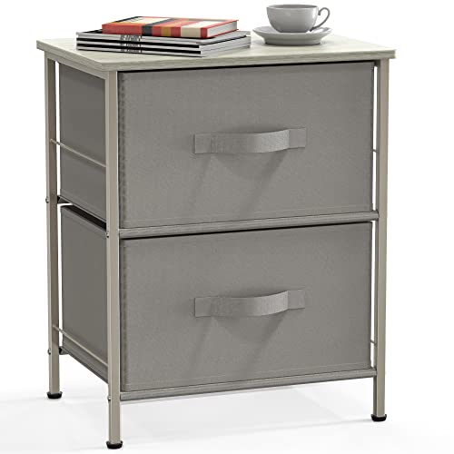 Simple Houseware 2 Tier Night Stands Dresser for Bedroom Organizer Drawer Storage Tower, Grey - color: Grey, size: 2 Drawers