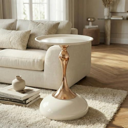 15" Metal Built Nightstand, Bed Side Table with Simple Assembly, Couch Side Table with Versatile Style for Indoor Living Areas, Milk White