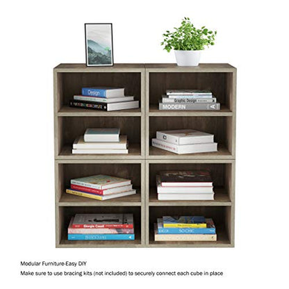 Stackable Cube End Table - Contemporary Minimalist Modular Accent Piece with 2 Shelves for Bedroom, Living Room, or Office by Lavish Home (Gray)