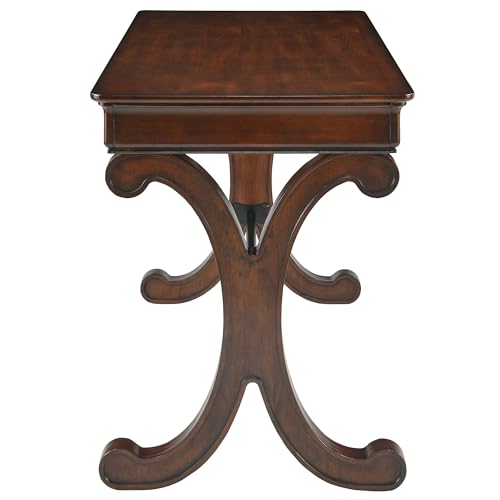 Farmhouse Oak Laptop Desk, Home Office Desks with 2 Storage Drawers, 47.2" Large Work Desk with Curved Legs, Secretary Desk for Home Office, Easy Assembly Vanity Desk, Study Table Station SSZD0036 - size: 47.2"