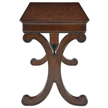 Farmhouse Oak Laptop Desk, Home Office Desks with 2 Storage Drawers, 47.2" Large Work Desk with Curved Legs, Secretary Desk for Home Office, Easy Assembly Vanity Desk, Study Table Station SSZD0036 - size: 47.2"