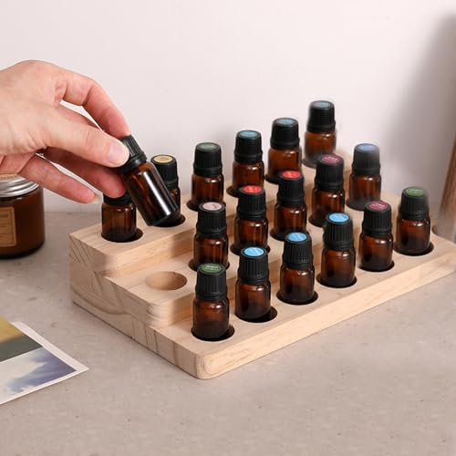 2 Pack Solid Wood Essential Oil Organizer 3-Tier Display Stand Holder Essential Oils Racks Tabletop Storage Rack for 5-20ml Bottles Perfumes and Nail Polish Compact Shelf - style: 3 Layers