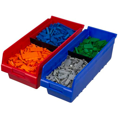 Akro-Mils 30088 Plastic Nesting ShelfMax Storage Bin Box, 18x8x6-Inch, Red (8-Pack) - color: Red