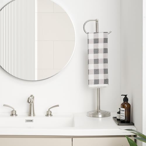 RFOUO Hand Towel Holder Stand, Towel Racks for Bathroom, Brushed Nickel | Stainless Steel, Adjustable 16.5-26 Inch,Heavy base,Space Saving Standing Towel Rack For Bathroom Kitchen Vanity Countertops - color: Brushed Nickel