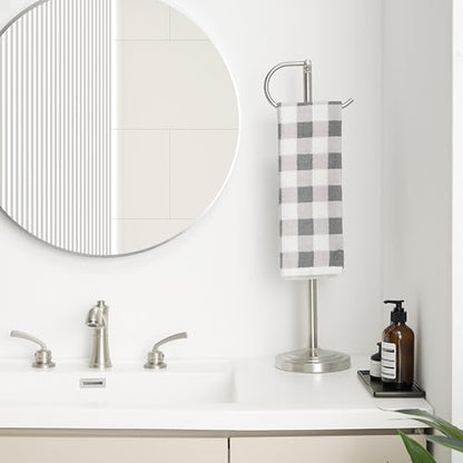 RFOUO Hand Towel Holder Stand, Towel Racks for Bathroom, Brushed Nickel | Stainless Steel, Adjustable 16.5-26 Inch,Heavy base,Space Saving Standing Towel Rack For Bathroom Kitchen Vanity Countertops - color: Brushed Nickel