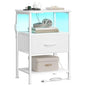 SONGMICS BELLAH Collection - Nightstand with Charging Station and App-Controlled Adjustable LED Lights, Bed Side Table, 1 Drawer and 2 Open Shelves, Modern, Cloud White and Snow White ULGS301WH01S - color: Cloud White + Snow White, size: 1 Drawer