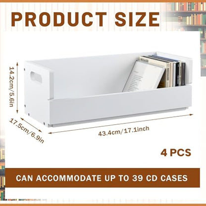 CroBlissful 4 Set Wooden CD Storage Box,Holds 144 CDs (36 Each), Stackable CD Holder Organizer with Magnetic Front Flap and Carrying Handles for DVDs, Cassette Tapes and Movie Cases (White) - color: White