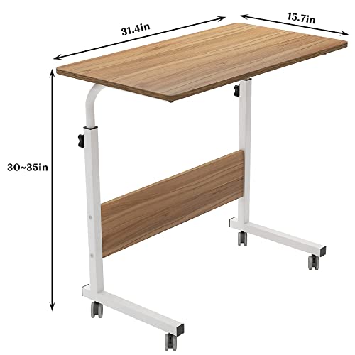 Side Table with Wheels, Home Snack Side Table with Castors Mobile End Table,Oak,05#1-80OK-S8-US - color: Oak, size: 31.5 inches