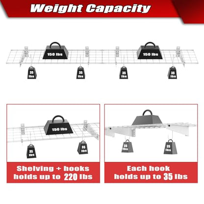 WALMANN 2 Pack Garage Wall Shelves, 45x15 inch Wall Mounted Storage Shelves for Garage Heavy Duty Floating Shelf, Holds Up to 220 lbs(White) - color: White-15x45