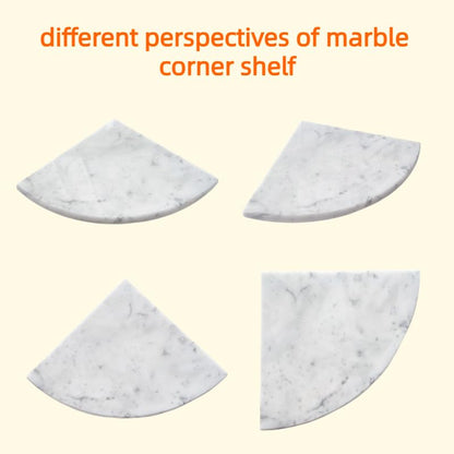 9'' Natural Marble Corner Shower Shelf for Bathroom, Marble Corner Shelves for Bath Wall Mounted Both Side Polished (9"X9"X 5/8" Carrara White)