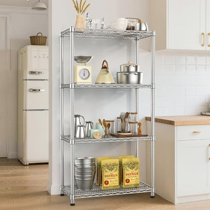 Heavy Duty Metal Wire Shelving Unit Industrial 4-Tier Garage Shelving Adjustable Storage Shelves Warehouse Storage Rack 2200LBS Standing Shelf for Pantry Laundry Kitchen Closet Utility14"Dx30"Wx59"H - size: 4-Tier-Silver[14"D x 29.9"W x 59"H]