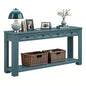 LKTART Solid Wood Console Table,63" Sofa Table Entryway Table with Drawers | Console Table for Entryway with 4 Drawers and Open Shelf,Entry Table for Hallway,Foyer,Living Room,Easy Assembled,Dark Blue - color: Dark Blue
