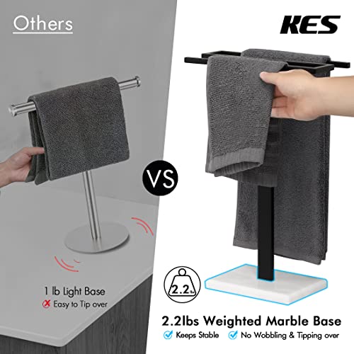 KES Black Hand Towel Holder, Free Standing Towel Rack Towel Stand S-Shape with Marble Base for Bathroom Countertop SUS304 Stainless Steel Matte Black, BTH223-BK - color: Matte Black