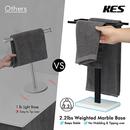 KES Black Hand Towel Holder, Free Standing Towel Rack Towel Stand S-Shape with Marble Base for Bathroom Countertop SUS304 Stainless Steel Matte Black, BTH223-BK - color: Matte Black
