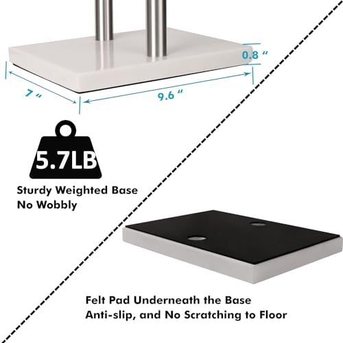 WAYDELI Standing Towel Rack Double-T Shape Tall Bath Towel Sheet Holder with Marble Design Base for Bathroom 2 Tier Towel Holder Stand Stainless Steel (Brushed Nickel) - color: Brushed Nickel