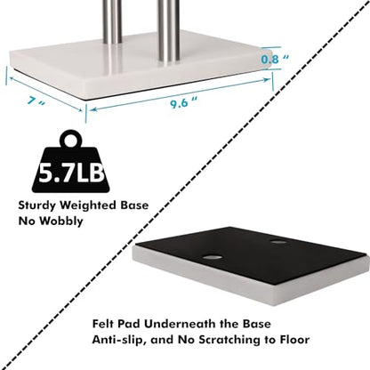 WAYDELI Standing Towel Rack Double-T Shape Tall Bath Towel Sheet Holder with Marble Design Base for Bathroom 2 Tier Towel Holder Stand Stainless Steel (Brushed Nickel) - color: Brushed Nickel