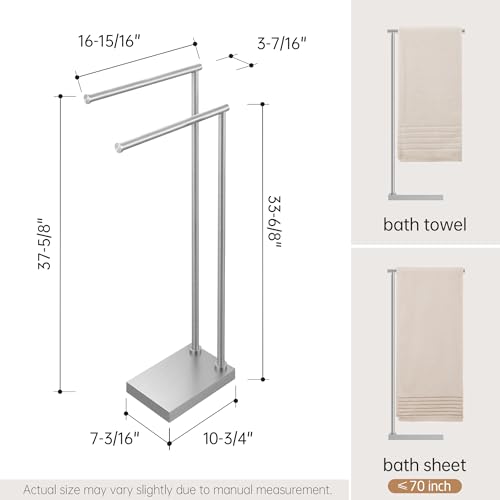 KES Free Standing Towel Racks for Bathroom with 3X Thicker Base, 2-Tier Towel Rack Stand for Bathroom Floor, Upgrade Steady Design, Pro-Grade 18/8 Stainless Steel Brushed Finish, BTH239A-2 - size: 33-37 inch (2-tier, Variable Height)