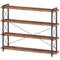 HCHQHS Large Bookshelf, 4-Tier Long Industrial Bookcase, Rustic Brown Book Shelf, Freestanding Horizontal Bookshelves with Metal Frame - color: Rustic Brown, size: 4-Tier (56.7"W x 54.2"H)