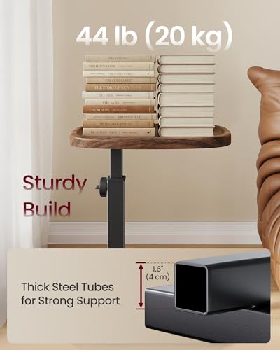 VASAGLE C Side Table Adjustable Height, Couch Sofa Table, End Table, TV Tray for Small Spaces, 11.8 x 15.7 x 27.2 Inches, for Living Room, Bedroom, Walnut Brown and Ink Black ULET363M101 - color: Walnut Brown + Ink Black