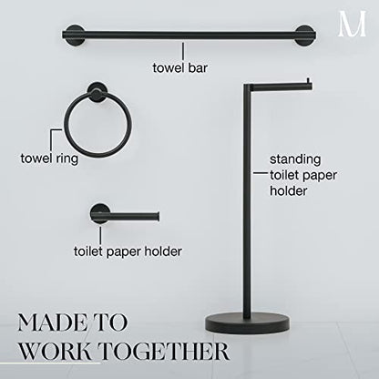 Marmolux Acc - Free Standing Toilet Paper Holder Stand 1pc - Bathroom Storage for 4 Rolls of Toilet Tissue Modern Stainless Steel Matte Black - Toilet Roll Stand - color: Matte Black