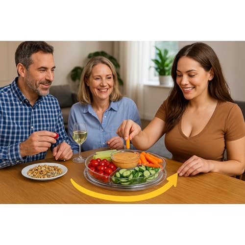 7in1 Rotating Multifunctional Acrylic Cake Stand with Lid & Cake Turntable | 12" Cake Turntable for Decorating Kit Serving Salad Bowl/Veggie Platter/Punch Bowl/Desert Platter - BPA Free - style: Multifunctional Cake Stand & Turntable