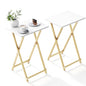 Acovy Foldable TV Trays, Small Folding Table, TV Trays Set of 2, TV Dinner Tray, Side Table for Bed, Couch, Portable Easy to Move, White & Gold - color: White & Gold-2pcs