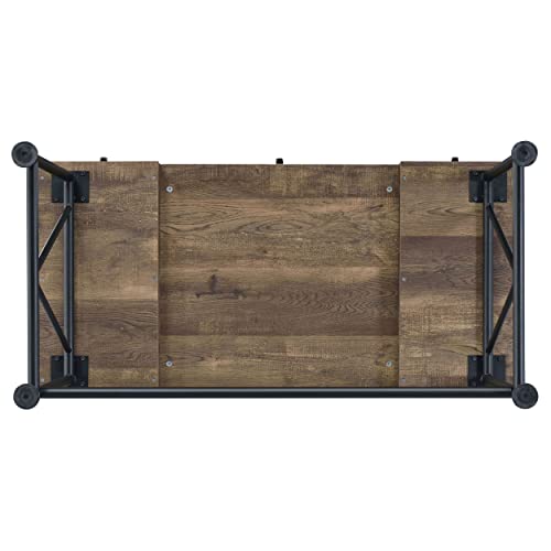 Coaster Furniture Analiese Farmhouse 3 Drawer Home Office Writing Desk Black Metal Base Rustic Oak Brown 802541 - color: Brown