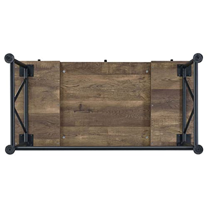 Coaster Furniture Analiese Farmhouse 3 Drawer Home Office Writing Desk Black Metal Base Rustic Oak Brown 802541 - color: Brown
