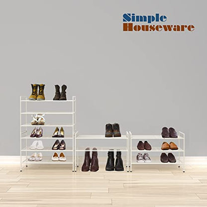 Simple Houseware 3-Tier Stackable Mesh Shoe Rack, White - color: White, style: Mesh Panel