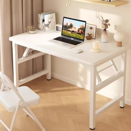 31.5 Inch Folding Table，Square Folding Desks for Small Space,Small Foldable Desk No Assembly,White. - color: Frame：white/Board：white, size: 31.5" x 19.7"