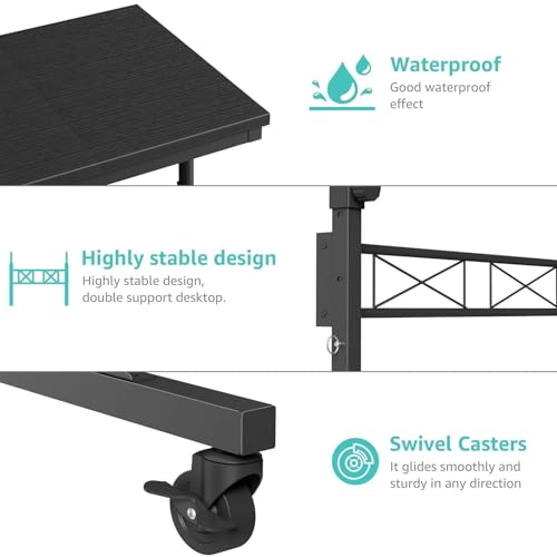 WINAZ Small Portable Rolling Standing Desk - 32 Inch Adjustable Height Mobile Teacher Podium on Wheels for Classroom, Stand Up Desks for Treadmill Walking Pad, Couch Sofa Side Laptop Table, Black - color: Black