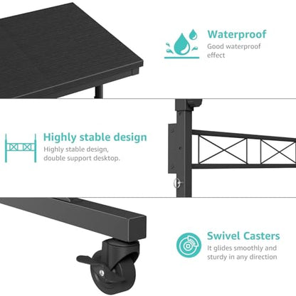 WINAZ Small Portable Rolling Standing Desk - 32 Inch Adjustable Height Mobile Teacher Podium on Wheels for Classroom, Stand Up Desks for Treadmill Walking Pad, Couch Sofa Side Laptop Table, Black - color: Black