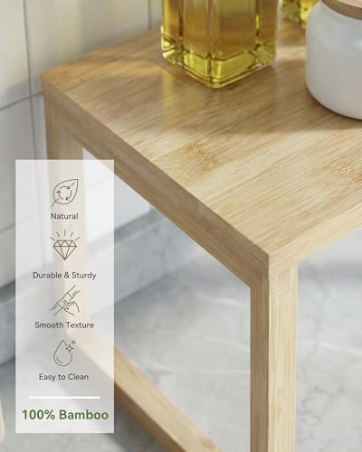 Bamboo Cabinet Organizer Shelf 2 Pack,Kitchen Shelf Organizer | Stackable Wood Spice Rack Storage for Kitchen and Bathroom Cabinet, Pantry & Countertop Nestable
