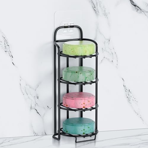 4-Tier Shower Soap Shampoo Bar Holder, Self Adhesive & Freestanding Draining Soap Dish Caddy for Bathroom Wall Accesories Decor Black - color: Black, size: 4-Tier