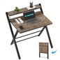 GreenForest No Assembly Folding Desk, 2-Tier Compact Computer Desk with Shelf, 30 inch Space Saving Foldable Table for Home Office, Dorm or Apartment, Portable Collapsible Sturdy Laptop Desk, Brown | Portable Foldable Table for Laptop, 2-Tier Compact with