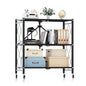Simple Deluxe 3-Tier Folding Storage Shelves, 27.95" W x 14.96" D x 34.25" H Foldable Shelving Unit, 750 Lbs Loading Capacity, Black - size: 3-Tier, 28"W x 15"D x 34"H