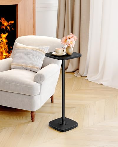 Small Side Table, Drink Table for Small Spaces, Square Martini Table with Pedestal, for Living Room, Bedroom, Black TBZ24BB - color: Black