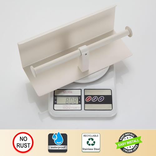 BGL Double Toilet Paper Holder with Shelf White Stainless Steel 304 Wall Mount Double Toilet Roll Holder for Bathroom - color: White