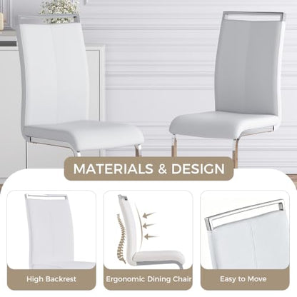 Baysitone Modern Dining Chairs Set of 2, Side & Kitchen Chairs with Faux Leather Padded Seat High Back, for Dining, Kitchen, Living Room - White - color: White, size: Set of 2