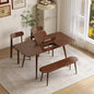 47’’-63’’ Oak Extendable Dining Table and Chairs & Bench Set, Solid Wood Folding Kitchen Table, Mid Century Dinner Table for Kitchen, Apartment, Living Room (Walnut, 63''+2Chairs-HSA+47'' Bench) - color: Walnut, size: 63''+2Chairs-HSA+47'' Bench