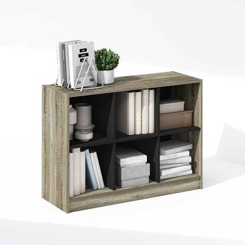 Furinno Basic Book Shelf, 3x2 Bookshelf, Cube Organizer Cabinet Bookcase with Shelf Storage, 11.9 x 31.6 x 23.6, for Living Room, Bedroom, Home Office, French Oak - color: French Oak