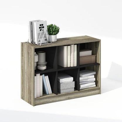Furinno Basic Book Shelf, 3x2 Bookshelf, Cube Organizer Cabinet Bookcase with Shelf Storage, 11.9 x 31.6 x 23.6, for Living Room, Bedroom, Home Office, French Oak - color: French Oak