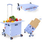 Foldable Utility Cart Folding Portable Rolling Crate with Magnetic Extended Lid,360°Rotate Wheels,176LBS Load Capacity,Heavy Duty Durable Dolly Cart(Blue) - color: Blue, size: Magnetic Extended Lid &Climber Wheels